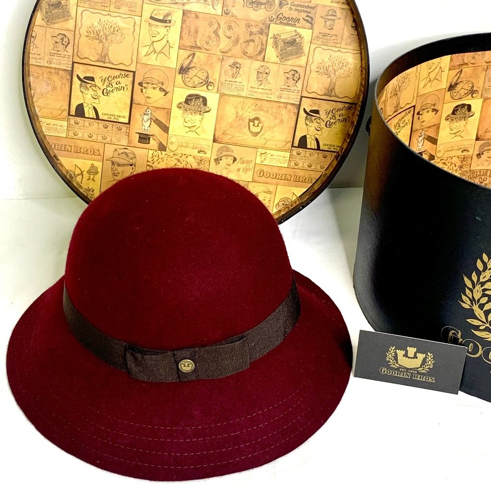 Goorin Bros Wool Cloche Hat Size Large Burgundy